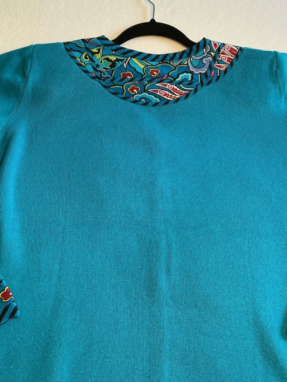 Koos silk and cotton blue boho artsy button sweater size medium - Picture 10 of 10